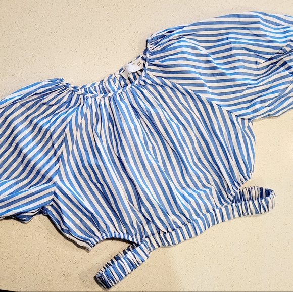 ASOS DESIGN Cut-out Detail Crop Top - Striped Blue - Picture 4 of 4